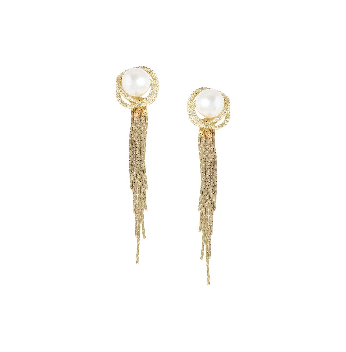 Women's Black Dangling Drop Earrings - Gold