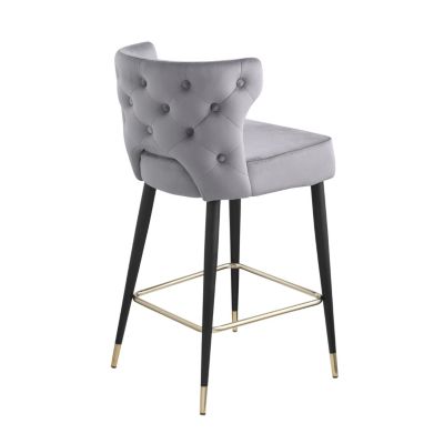 Gray & Gold Velvet Counter Stool