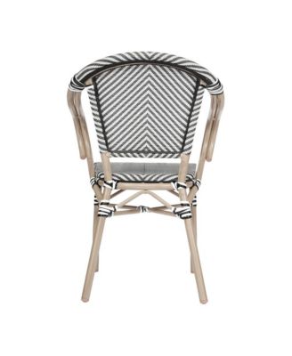 Mael Set Of Two Stacking Thonet Bistro Style Chair With Arms, Textilene Seat, And Bamboo Finished Metal Frame For Indoor/Outdoor Use