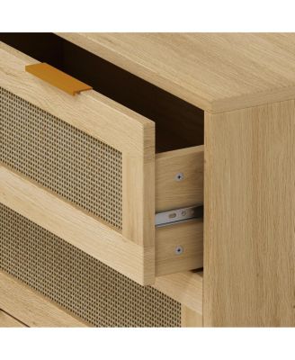 31.5"Oak 3-Drawer Rattan Storage Cabinet for Any Room