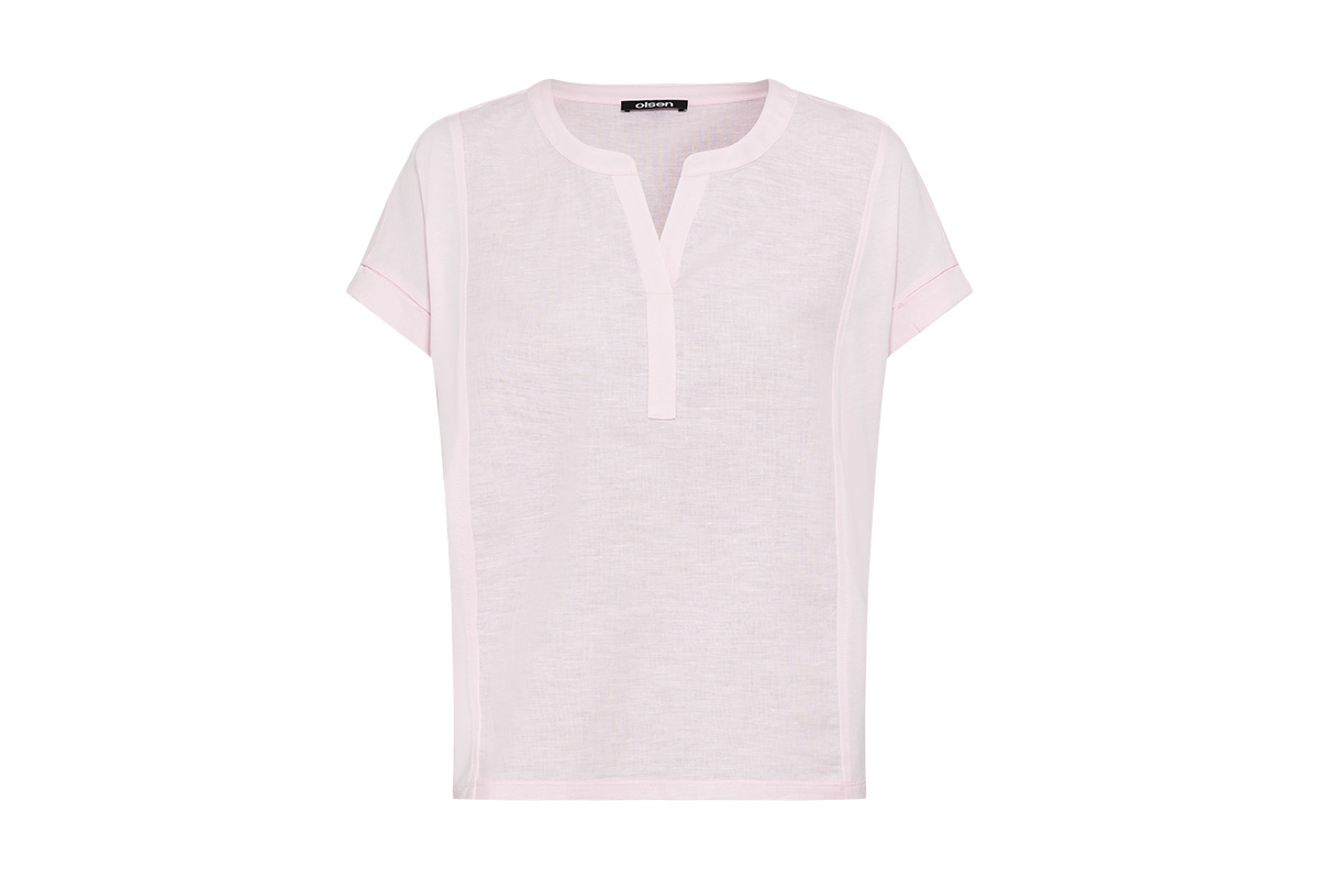 Women's Mixed Media Tunic T-Shirt - Rosy pink