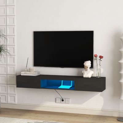 Wall Mounted Floating 65" TV Stand With 16 Color Leds