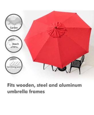 10Ft 8 Rib Umbrella Replacement Canopy Cover Top Patio Sun Shade Market Yard Red