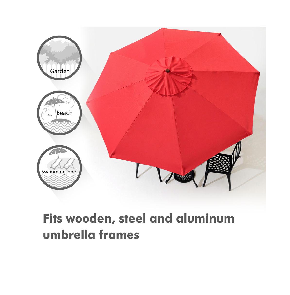 10Ft 8 Rib Umbrella Replacement Canopy Cover Top Patio Sun Shade Market Yard Red