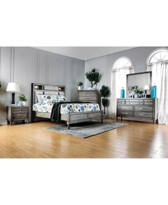 Simplie Fun Modern Gray Finish 1 Piece Nightstand Solidwood Hidden Drawer Nickel Round Knob Bedside Table Bedroom