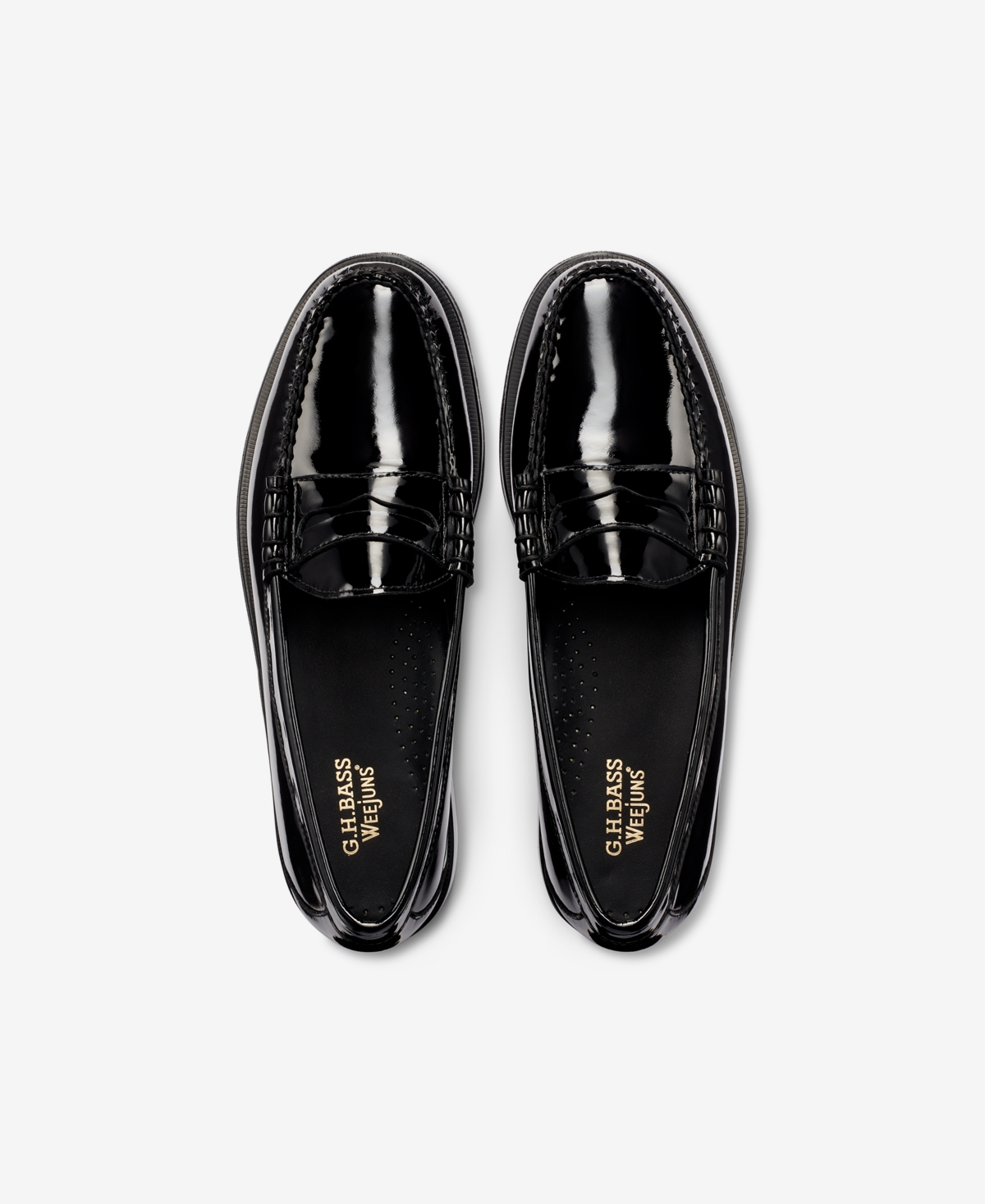 Gh Bass G.h.bass Men's Larson Monogram Heritage Weejuns Loafers In Black Patent