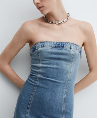 MANGO Women's Strapless Denim Dress - Macy's