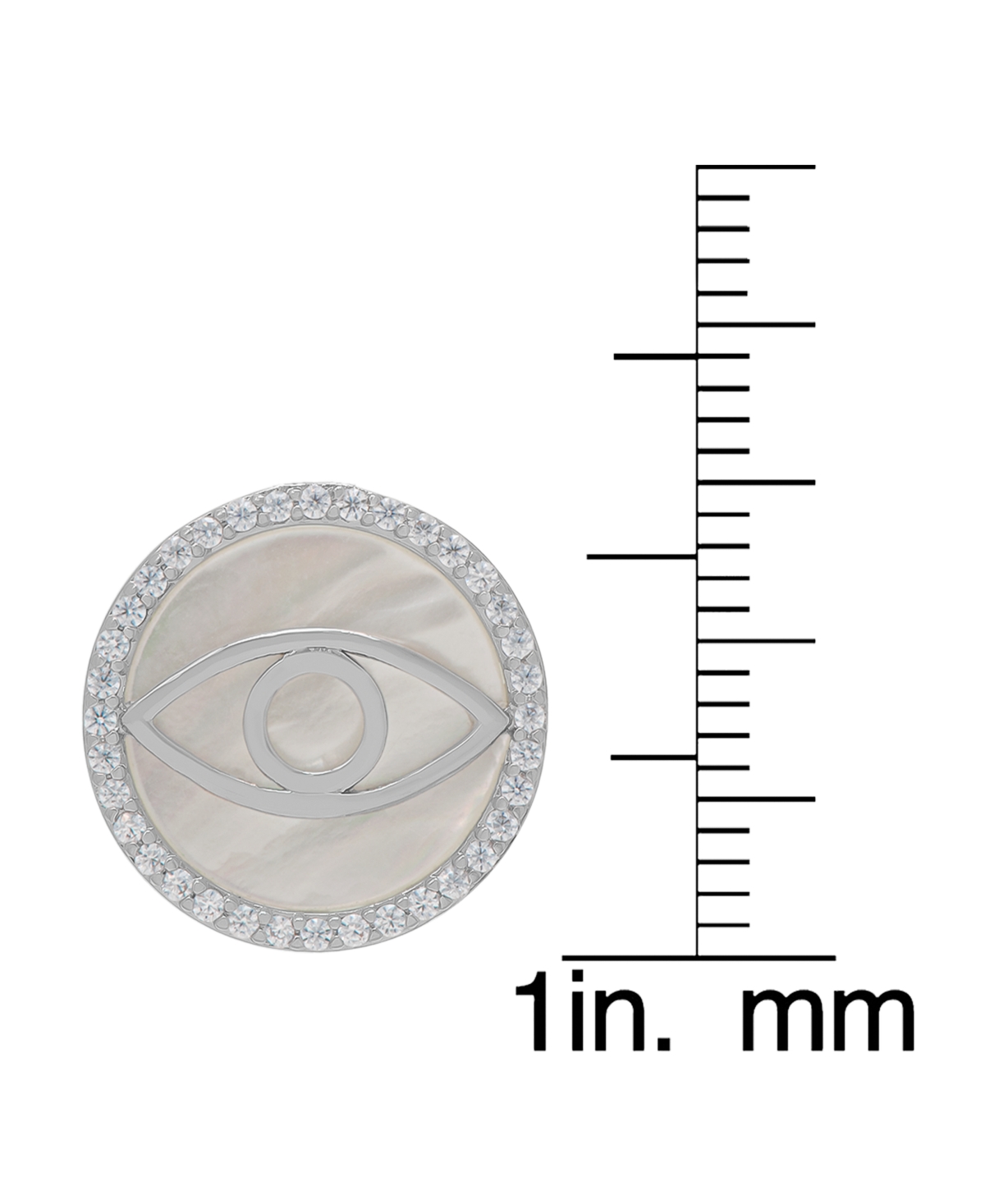 Macy's Imitation Mother Of Pearl Cubic Zirconia Evil Eye Stud Earrings In Silver