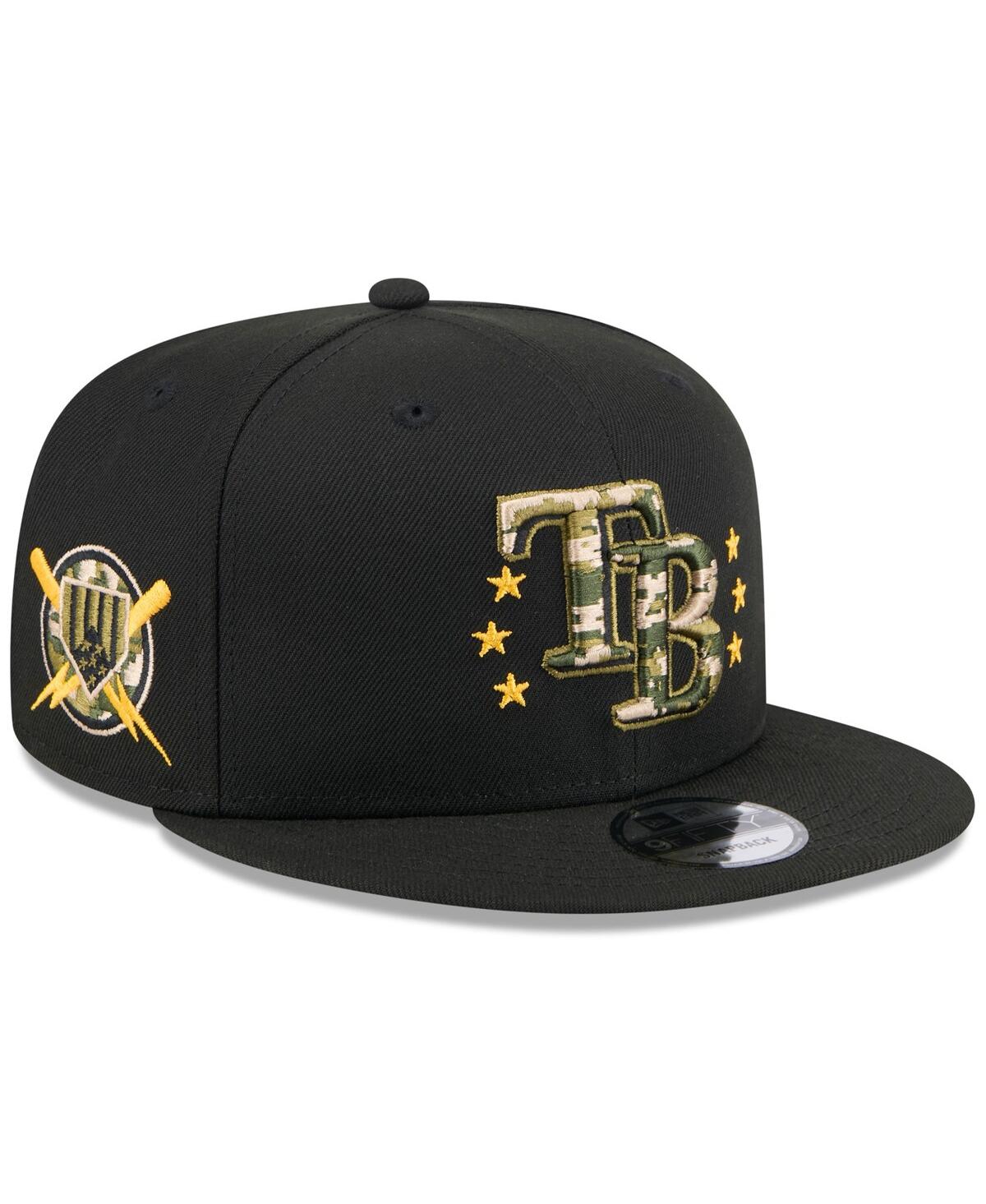 New Era Men's Black Tampa Bay Rays 2024 Armed Forces Day 9fifty Snapback Hat In Animal Print