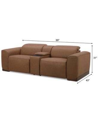 Lovro 3-Pc. Leather Sofa with 2 Power Motion Chairs & 1 Console, Created for Macy's