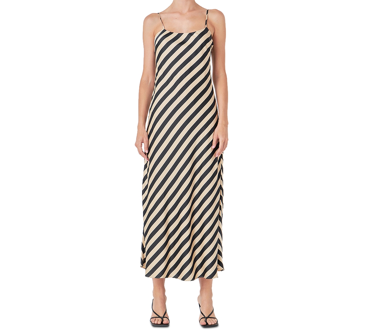 endless rose Women's Striped Sleeveless Maxi Dress -blac