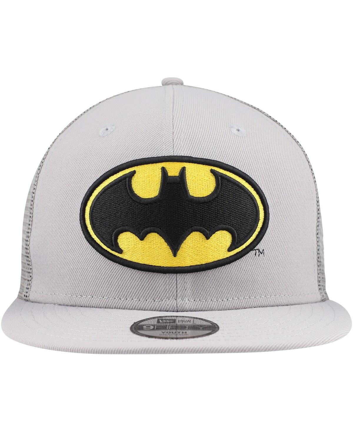 New Era Big Boys And Girls Gray Batman 9fifty Trucker Snapback Hat In Gray