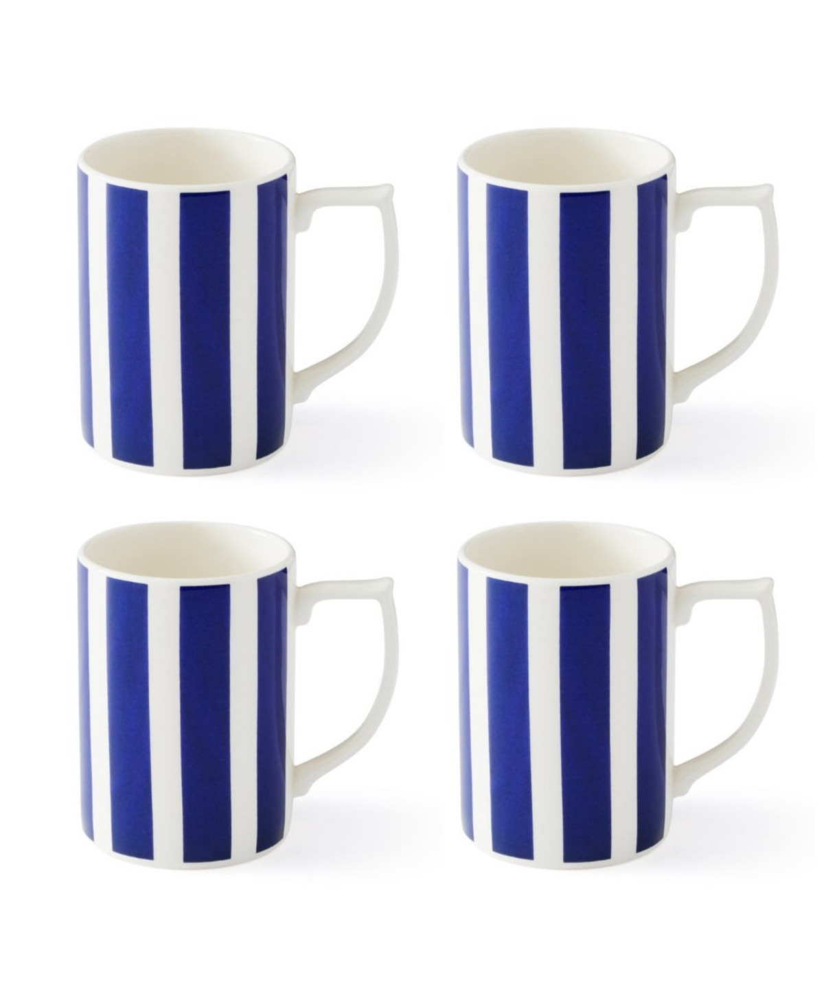 Blue Italian Steccato Bold Stripe Mugs, Set of 4 - Blue
