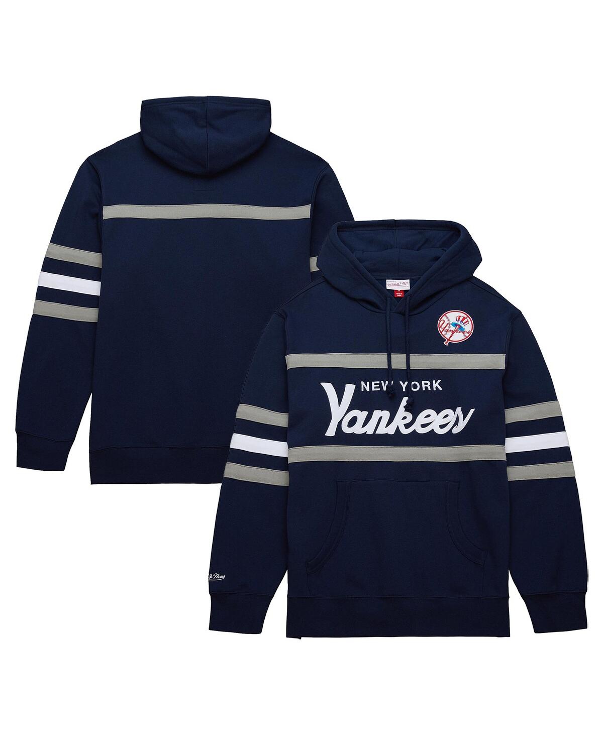 Mitchell & Ness Men's Navy/gray New York Yankees Head Coach Pullover Hoodie In Blue