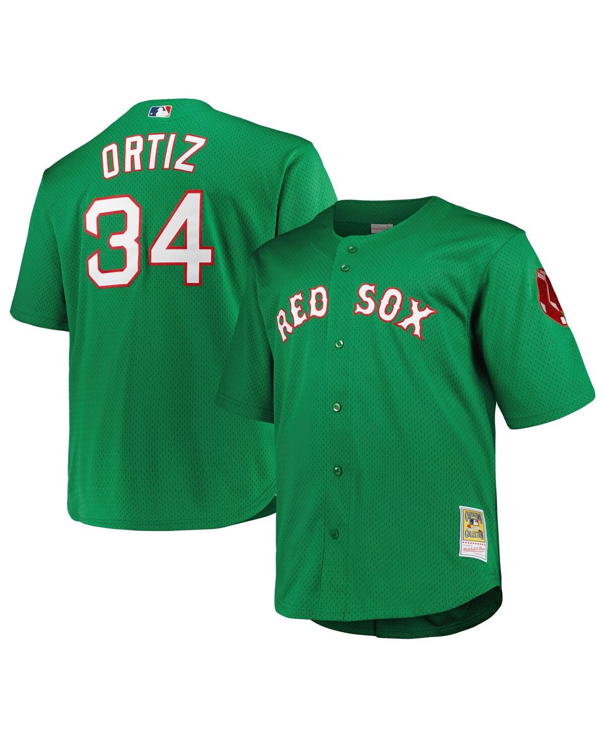 Men's David Ortiz Kelly Green Boston Red Sox Big Tall Cooperstown Collection Mesh Batting Practice Jersey - Kelly Green