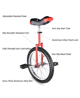 18 In Wheel Outdoor Unicycle Skid-proof Tire Fitness Bicycle Balance Training for Adults Teenagers Kids, Red