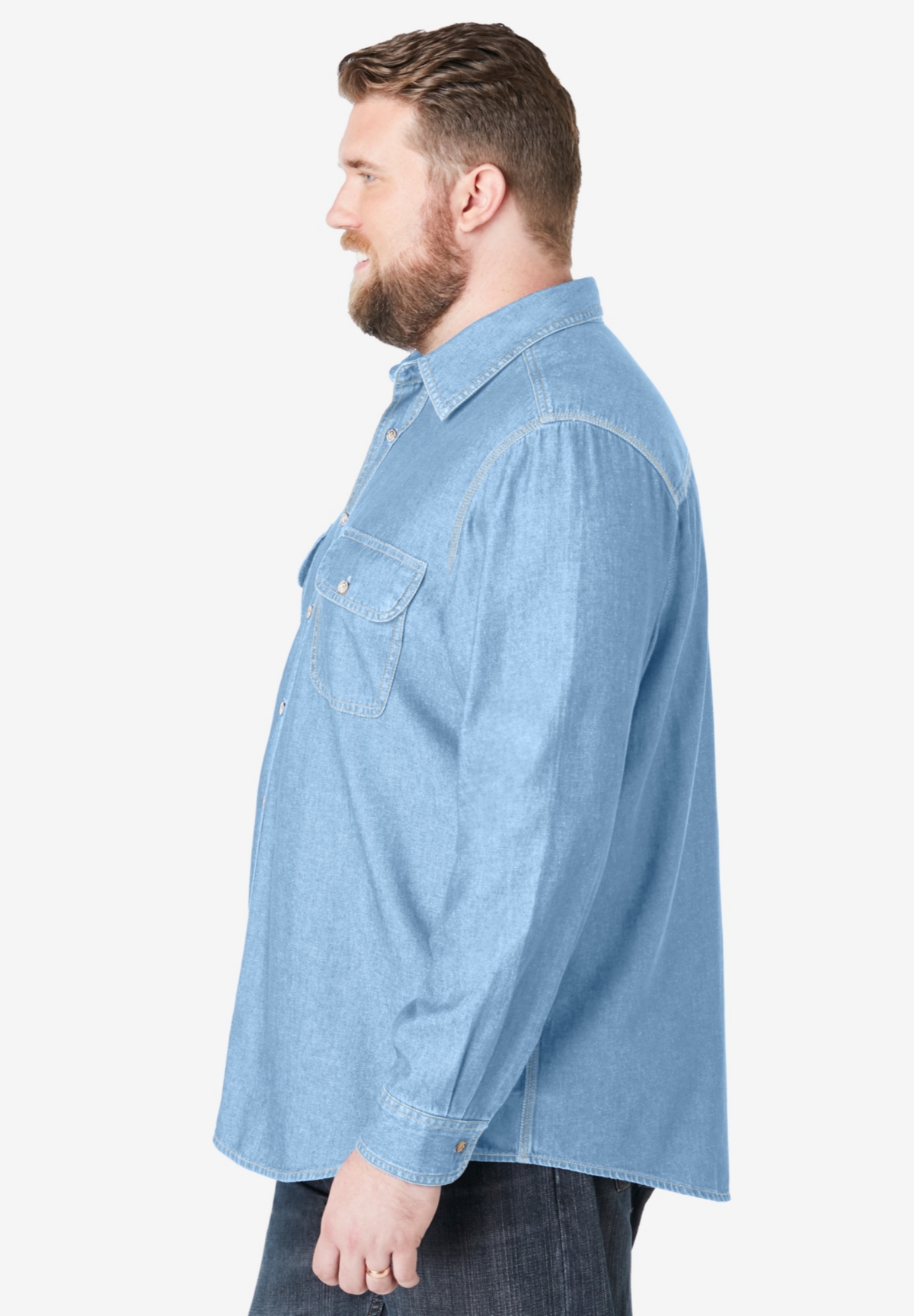 Boulder Creek Big & Tall by KingSize Long Sleeve Denim And Twill Shirt