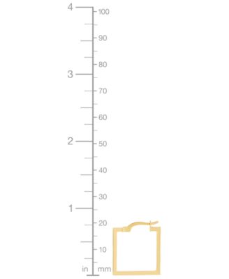 Polished Square Geometrical Small Hoop Earrings in 10k Gold, 3/4"