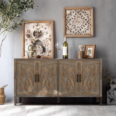 Streamdale Vintage Wooden Sideboard, 4 Door, American Country