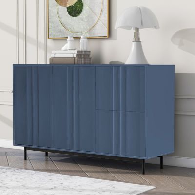Wave Pattern Storage Cabinet, 2 Doors, 2 Drawers