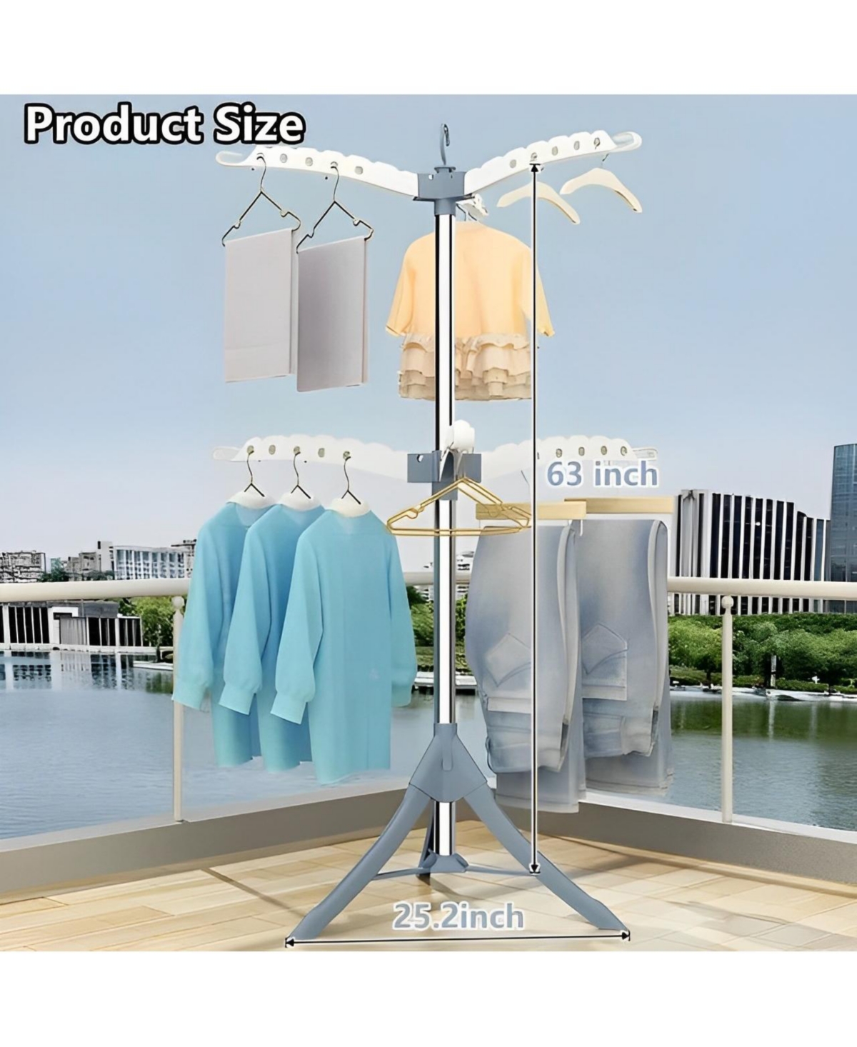 Sugift 2-1 Portable Vertical 2-Tier Clothes Drying Rack