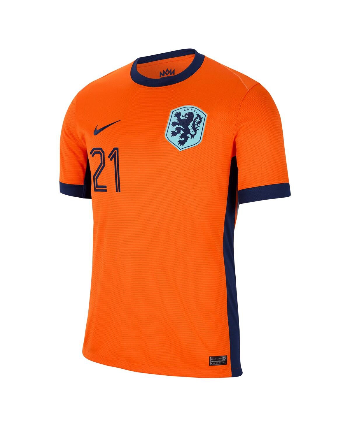Nike Men's Frenkie de JongNetherlands National Team 2024 Home Replica Jersey - Orange