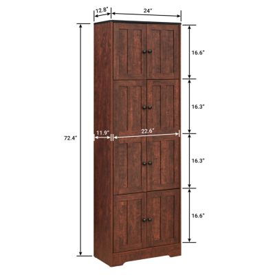 4-Door Walnut Cabinet for Living Room, Kitchen, Office