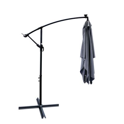 Streamdale Solar Powered LED Patio Umbrella, 8 Ribs, Crank and Cross Base