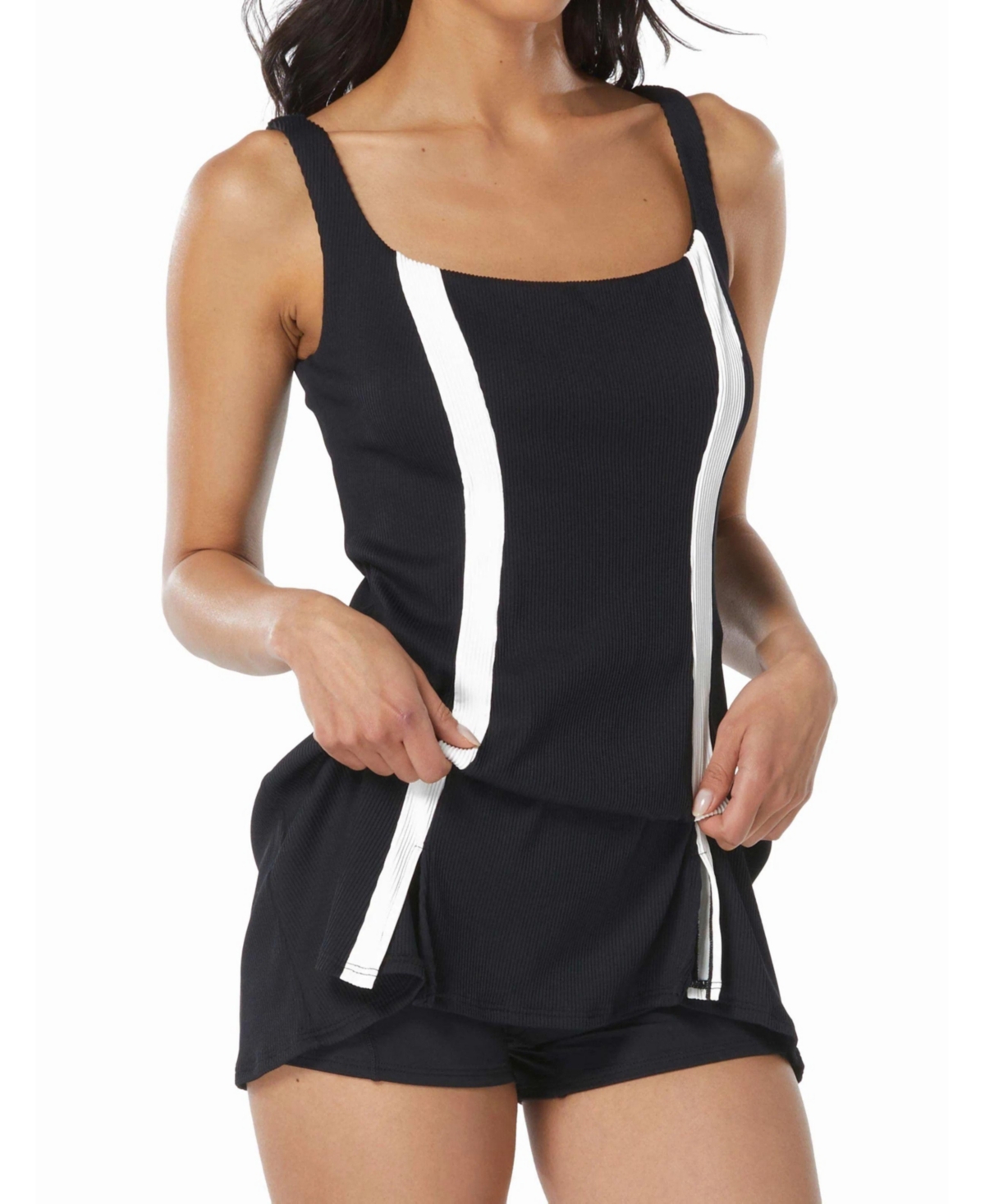 Beach House Sport Women's Rally Ribbed Skort Swim Dress - 001 black