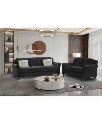 Streamdale Fashionable Living Room Sofa With Double Seats, Black Fabric