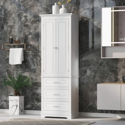 Streamdale Tall Storage Cabinet With Three Drawers For Bathroom/Office