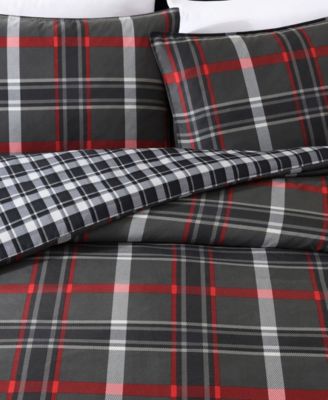 CLOSEOUT! Willow Plaid Microsuede 2 Piece Duvet Cover Set, Twin
