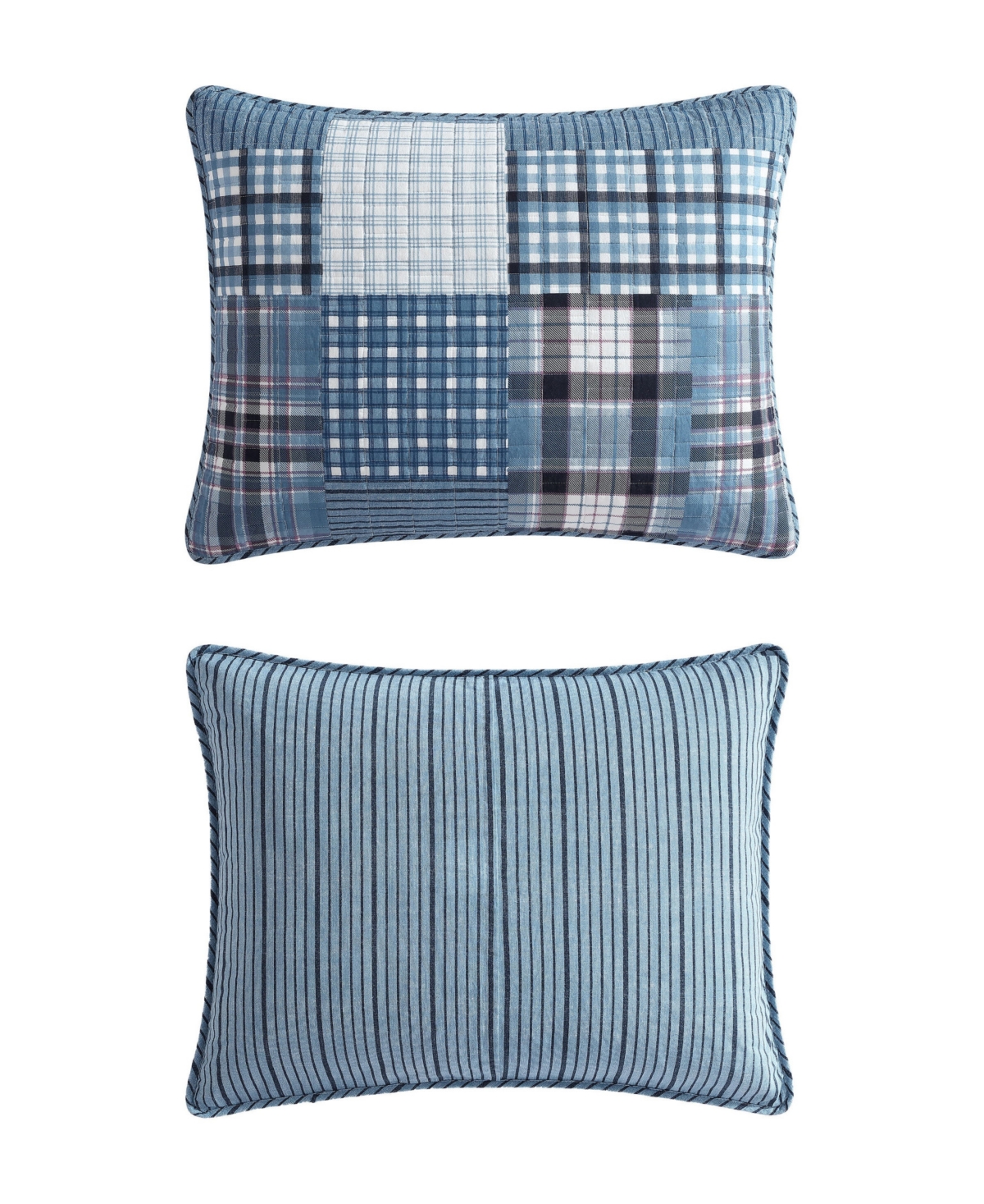 Eddie Bauer Hawthorne Reversible 3 Piece Quilt Set, Full/queen In Spring White,blue,purple