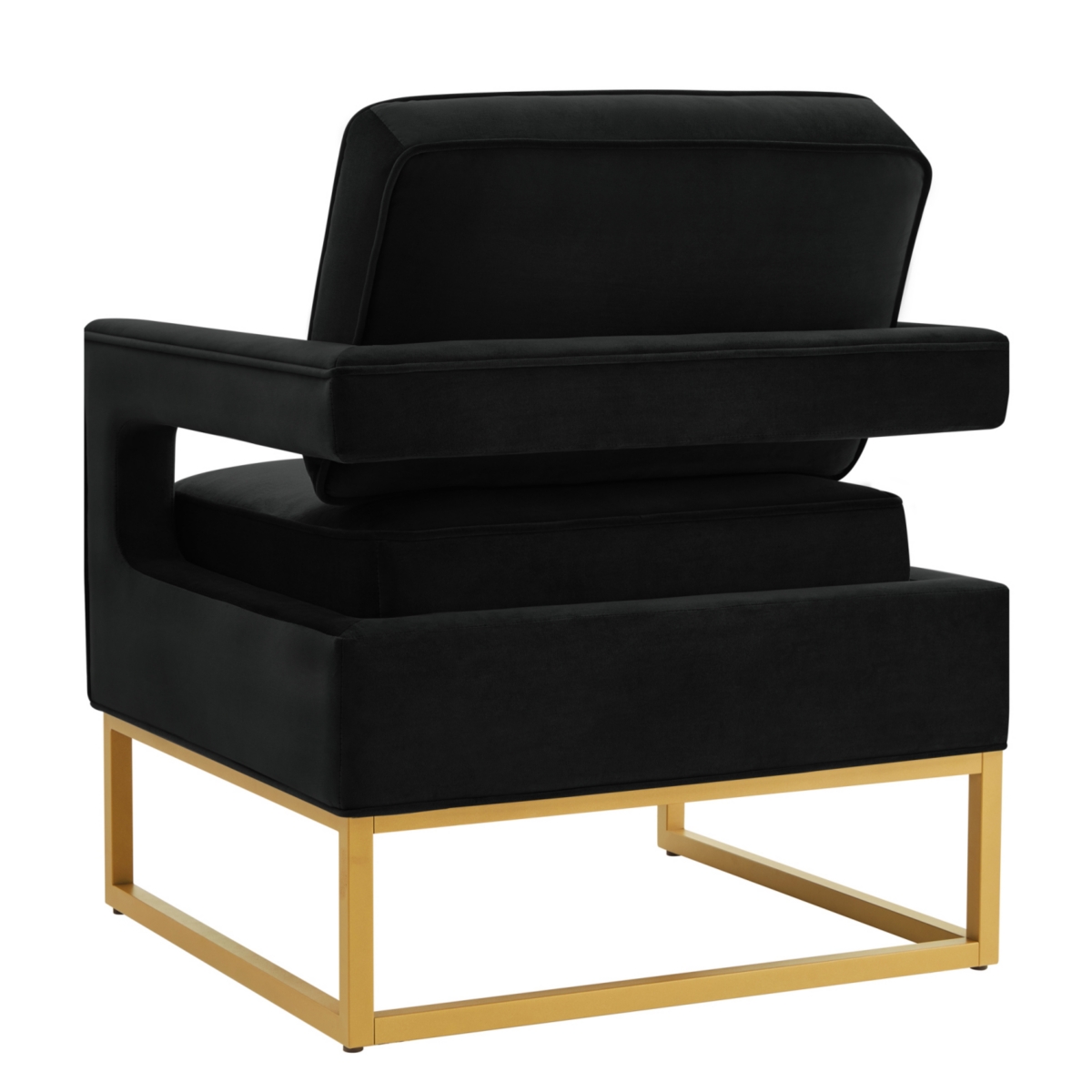 Simplie Fun Black Velvet Accent Chair with Gold Metal Base