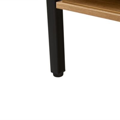 Modern Rattan Coffee Table with Sliding Door Storage