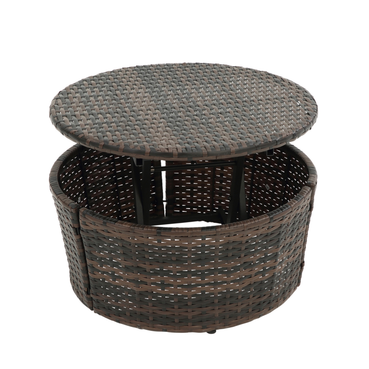 Streamdale Round Rattan Lounge Set with Canopy & Lift Coffee Table