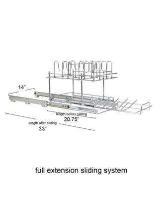 Glidez Multipurpose Chrome-Plated Steel Pull-Out/Slide-Out Basket Storage Organizer for Pots and Lids 2-Tier Dual-Slide Design