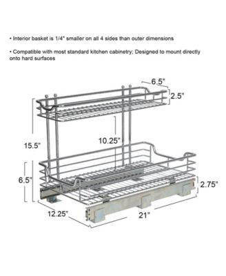 Glidez Multipurpose Chrome-Plated Steel Pull-Out/Slide-Out Storage Organizer for Under Sink or Under Cabinet 2-Tier Design
