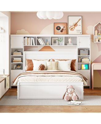 Queen Wood Cabinetry Outlets Bed