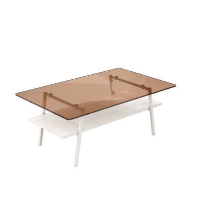  Modern Brown Glass Coffee Table