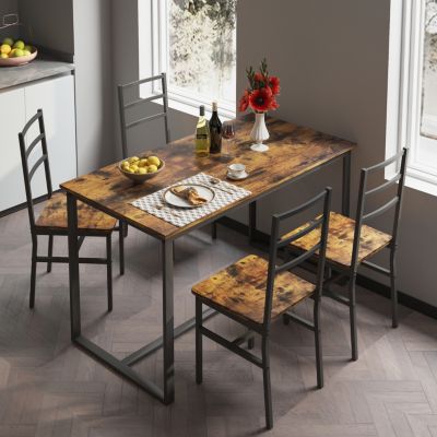 Industrial Table & Chair Set (5-Piece)