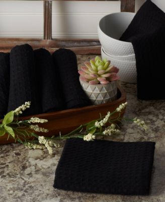 Cotton Kitchen Collection Dishtowel Set, 18x26", Black, 6 Piece