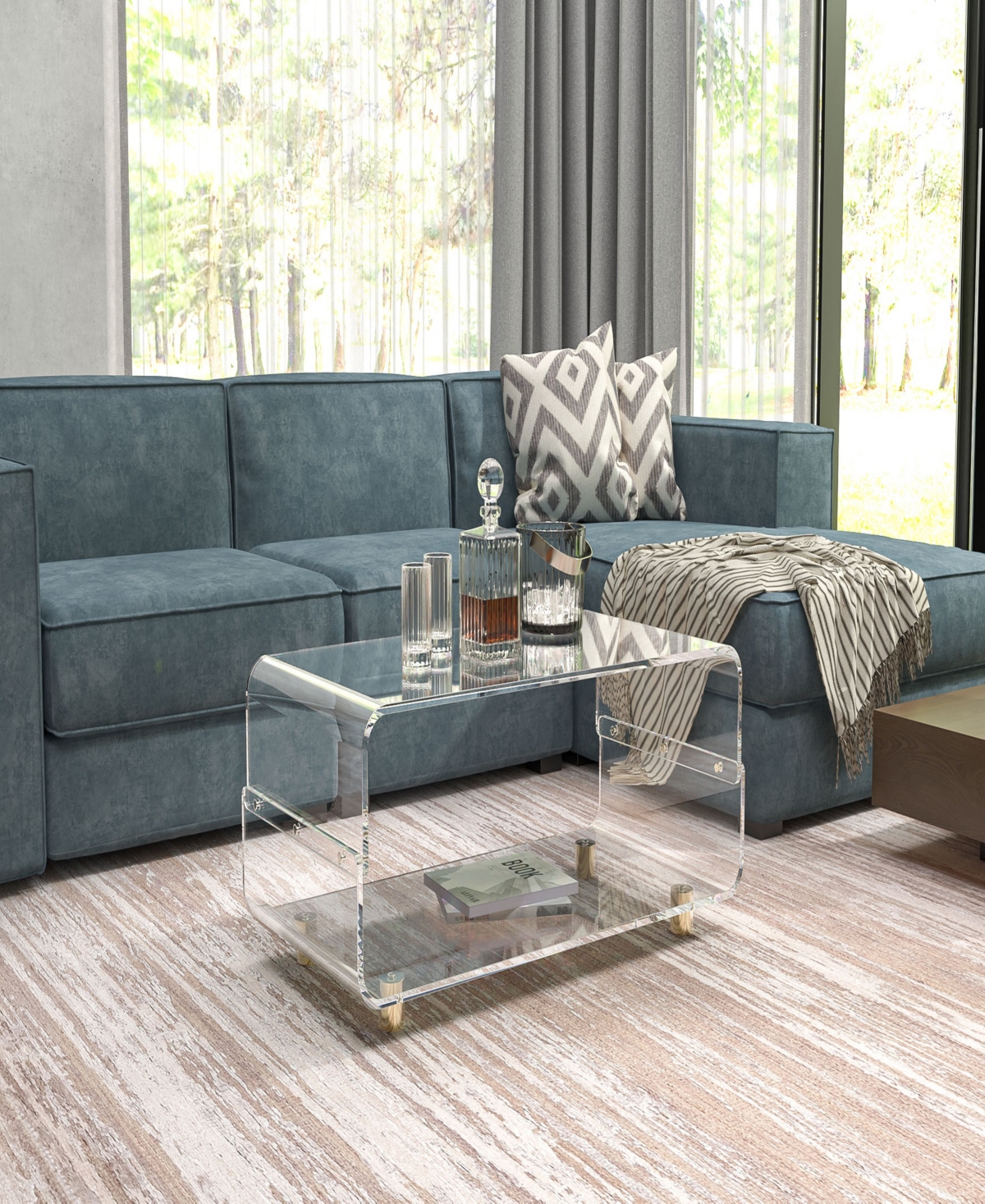 Foxhill Trading Fox Hill Trading Steven 39" Waterfall Acrylic Coffee Table In No Color