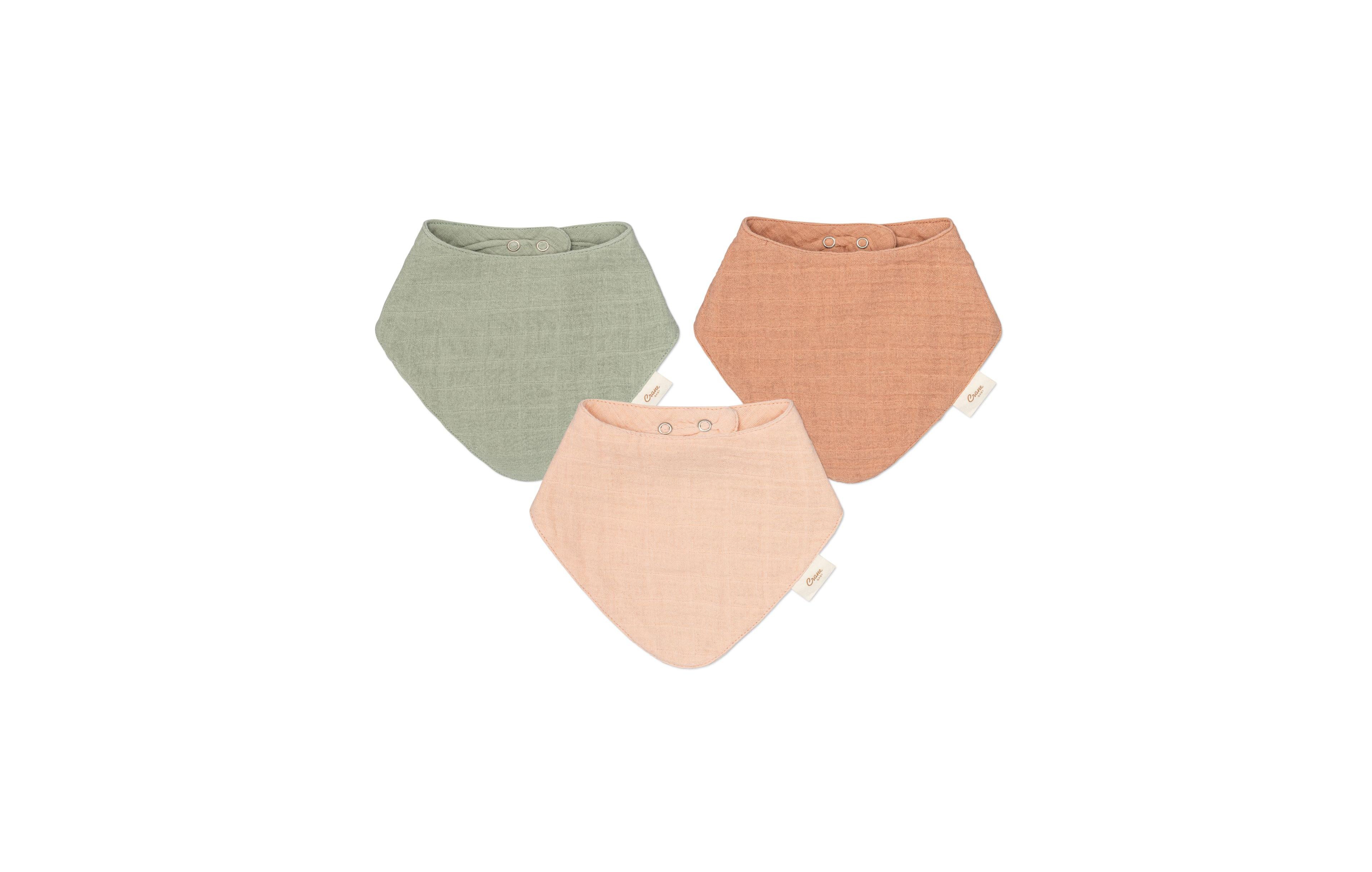 Crane Baby Baby Girls Bandana Muslin Bibs, 3 Piece Set