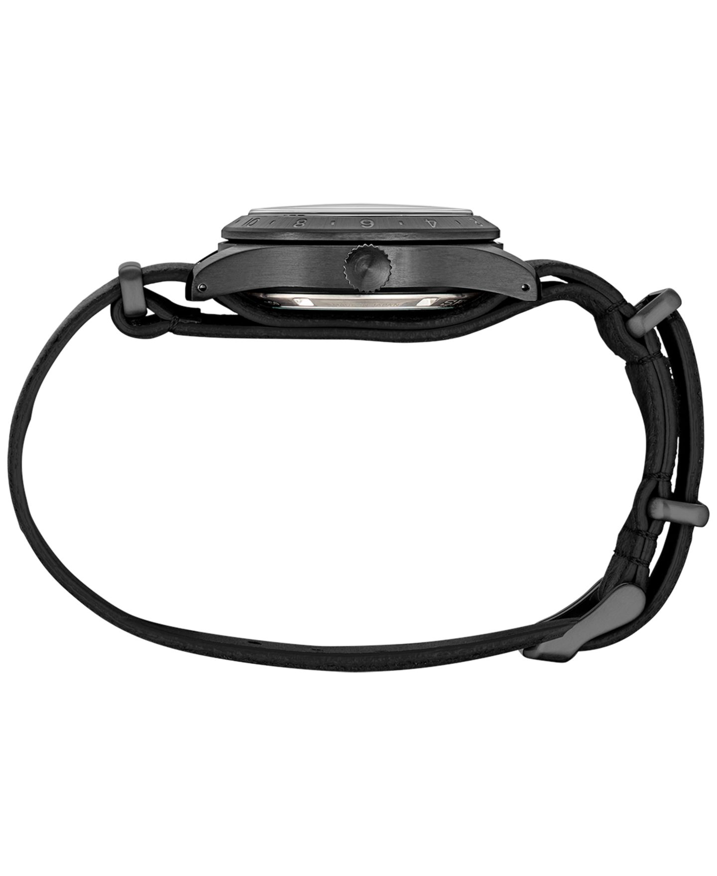 Мужские часы Seiko Automatic 5 Sports GMT Black Leather Strap Watch 39mm — фото 2