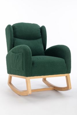 Teddy Fabric Rocking Chair With Packet Wood Legs