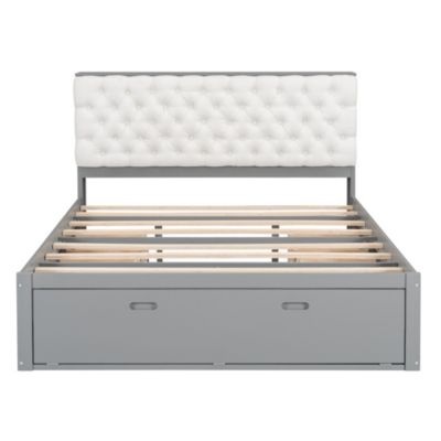 Queen Platform Bed with Storage Headboard and Drawers