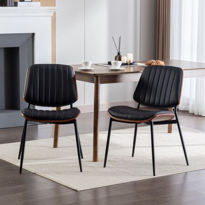Set of 2 faux leather Mid Century Modern Dining Chairs