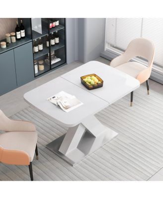 Modern White Square Dining Table with X-Base