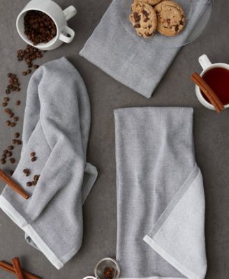 French Terry Collection Kitchen Dishtowel Set, 18x28", Mineral Gray Chambray Solid, 3 Piece